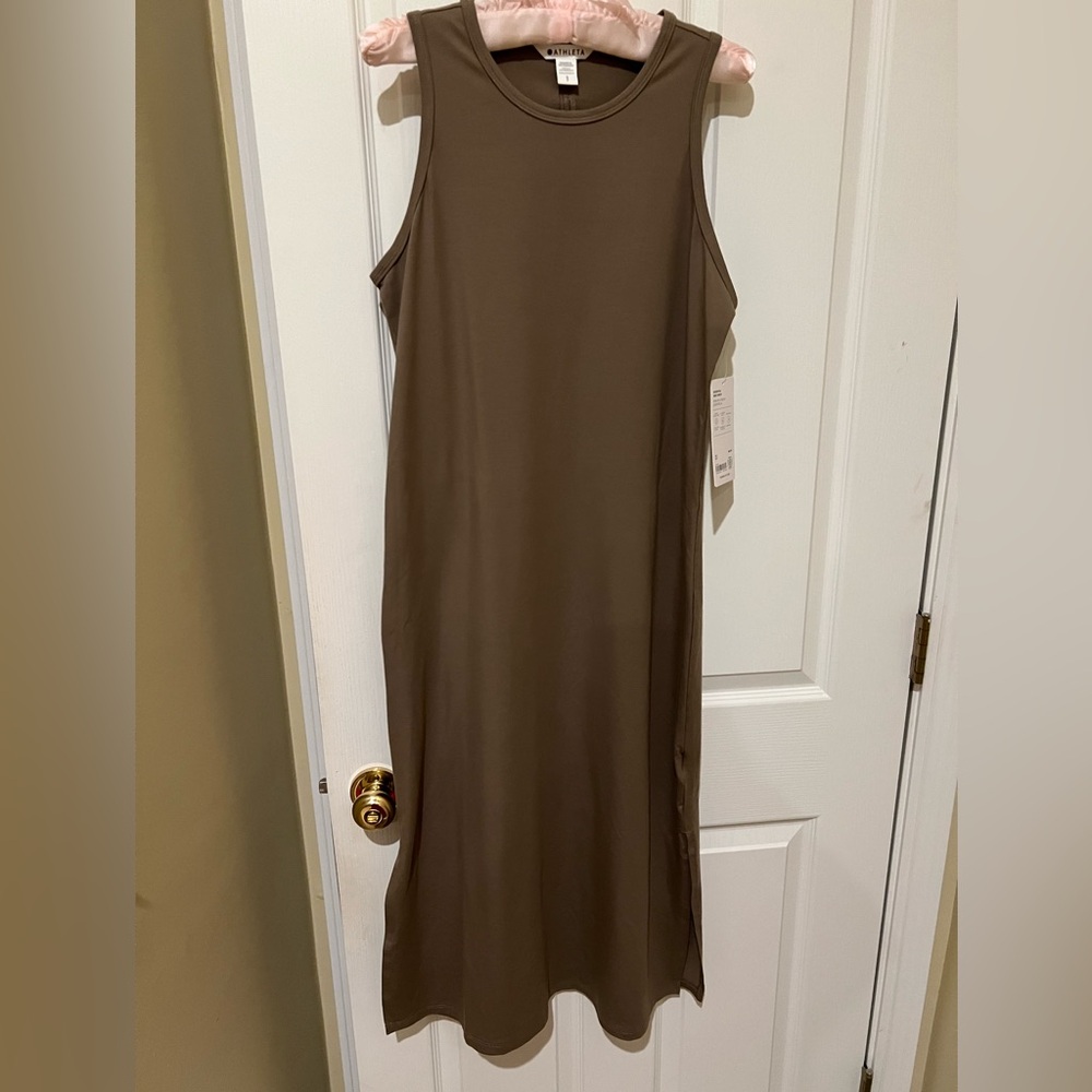 Athleta Sleeveless Tan Midi Dress - Picture 4 of 9